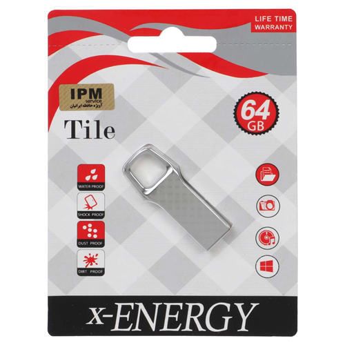 X-ENERGY Tile USB2.0 Flash Memory - 64GB نقره ای (گارانتی مادام العمر IPM)